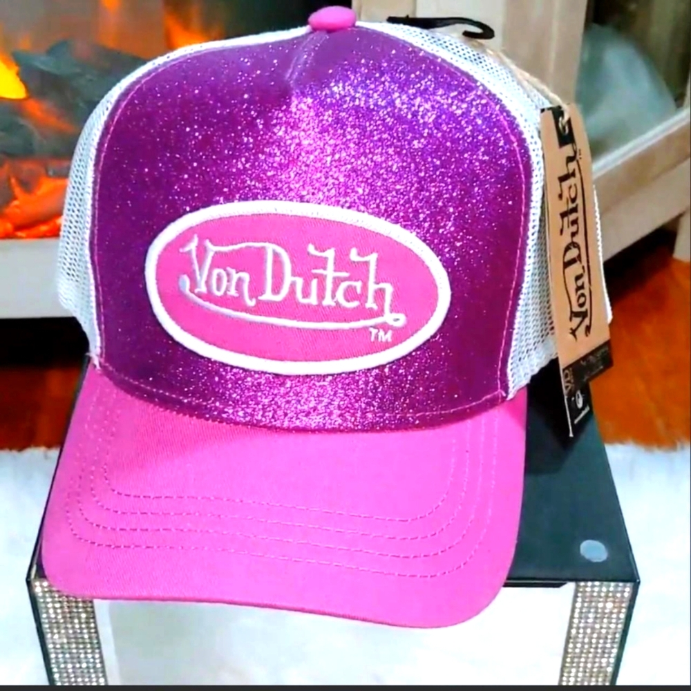Authentic Von Dutch purple 💜 sparkle trucker hat